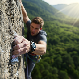 Adventure watch with water-resistant features during a hike